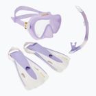 Set da snorkeling Aqualung Nabul maschera + boccaglio + pinne viola traslucido