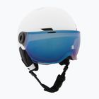 Casco da sci per bambini UVEX Rocket Visor Jr white/black matt/mirror blue/smoke