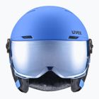 Casco da sci per bambini UVEX Rocket Visor Jr blu opaco/blu specchio/fumo