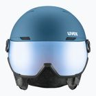 Casco da sci UVEX Wanted Visor blu pietra opaco/blu specchio/fumo