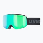 UVEX occhiali da sci per bambini Pwdr FM nero opaco/specchio verde giallo chiaro