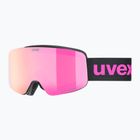 UVEX occhiali da sci per bambini Pwdr FM nero opaco/specchio rosa verde chiaro