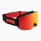 UVEX occhiali da sci per bambini Pwdr FM nero opaco/rosso specchiato arancione chiaro