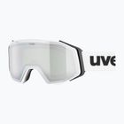 Maschera da sci UVEX Gravity FM white matt/mirror silver/green/clear
