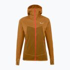 Felpa trekking donna Salewa Puez Hybrid PL FZ Hoody marrone dorato melange