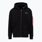 Felpa Alpha Industries Back Print Zip da uomo, nero