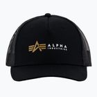 Cappello da baseball Alpha Industries Label Trucker nero da uomo