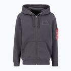 Felpa Alpha Industries da uomo con stampa posteriore e zip, grigio vintage