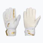 Guanti da portiere per bambini Reusch Attrakt AB1 Solid Junior white/gold