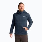 Felpa da trekking da uomo Jack Wolfskin Peak District con cappuccio e cerniera integrale midnight sky