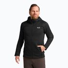 Felpa da trekking da uomo Jack Wolfskin Peak District con cappuccio e cerniera integrale nera
