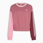 Felpa adidas Essentials 3-Stripes Crop rosa strata/shadow red/bliss pink/wonder quartz da donna