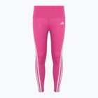 Leggings per bambini adidas Essentials Aerorady 3-Stripes a vita alta semi lucidi fucsia/bianco