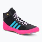 Scarpe da boxe adidas HVC core black/signal cyan/yellow