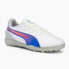 PUMA King Match TT Jr scarpe da calcio per bambini puma bianco/bluemazing/grigio chiaro/tramonto