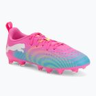Scarpe da calcio per bambini PUMA Future 9 Play FG/AG Jr poison pink/puma wht/sun stream/bright aqua/puma blk