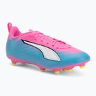 Scarpe da calcio per bambini PUMA Ultra 6 Play FG/AG Jr poison pink/puma white/sun stream/bright aqua/puma black