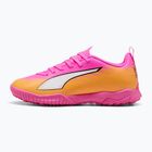 Scarpe da calcio per bambini PUMA Ultra 6 Play TT Jr poison pink/puma white/sun stream/bright aqua/puma black