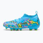 Scarpe da calcio bambino PUMA Future 9 Match Advanced Level FG/AG Jr puma white/blue glimmer/pink glimmer/yellow alert