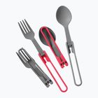 MSR Utensili pieghevoli Cucchiaio e forchetta 4 posate rosso/grigio