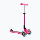 Monopattino a tre ruote per bambini Globber Junior Foldable Lights rosa intenso