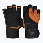 Guanti da allenamento RDX L4 Open Finger Micro Plus Gym tan/nero