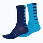 Calzini da ciclismo Endura Coolmax Stripe 2 pezzi da uomo blu elettrico/navy