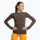Gymshark Vital Seamless Top a maniche lunghe da donna per l'allenamento, marrone/bianco