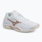Scarpe da pallamano da donna Mizuno Wave Stealth V bianco/rosa/bianco neve