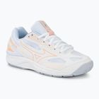 Scarpe da pallavolo da donna Mizuno Cyclone Speed 4 bianco/pesca parfait/blu alogeno