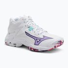 Scarpe da pallavolo donna Mizuno Wave Lightning Z8 Mid bianche/viola indaco/camelliaros
