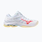 Scarpe da pallavolo da donna Mizuno Wave Voltage 2 bianco/calipso coral/pale banana
