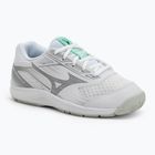 Scarpe da pallavolo per bambini Mizuno Cyclone Speed 5 bianco/nero/smeraldo ghiacciato