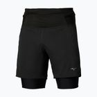 Pantaloncini running uomo Mizuno Trail Multipocket 2in1 black