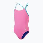 Costume intero da bambino Speedo Solid Lane Line Back rosa/blu