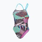 Speedo Allover Digital Tie Back costume da bagno intero nero/verde matcha/rosso sirena