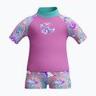 Costume da bagno bambino a due pezzi Speedo Digital Rash Top Set neon violet