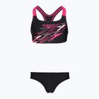 Costume da bagno due pezzi bambino Speedo Medley Logo Racerback 2pc anthracite/pink