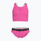 Costume da bagno a due pezzi per bambini Nike Logo Tape Crossback Midkini iper rosa