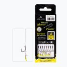 Mikado HMFB212P 8 pezzi methode leader con amo push stop barbless + filo intrecciato marrone