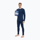 Set di biancheria intima termica da uomo WOOLCANO Merino SET0540 blu navy