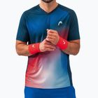 Camicia da tennis HEAD Topspin da uomo blu scuro/print vision