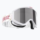 Occhiali da sci per bambini Bliz Liner Jr bianco rosa logo/rosa e argento specchio