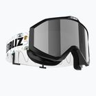 Occhiali da sci per bambini Bliz Liner Jr nero bianco logo/marrone&argento specchio