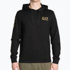 Uomo EA7 Emporio Armani Train Logo Series Hoodie Extended Logo Coft nero/oro felpa con logo