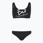 Costume da bagno a due pezzi da donna EA7 Emporio Armani Maxi Logo Bikini Top nero