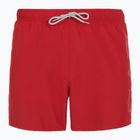Pantaloncini da bagno da uomo EA7 Emporio Armani con logo oversize rosso equestre / argento