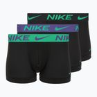 Boxer da uomo Nike Dri-Fit Essential Micro Trunk 3 paia nero verde shock/wild violet/nero testo wb