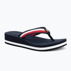 Tommy Hilfiger infradito donna Corp Mid Wedge Beach Sandal blu spaziale