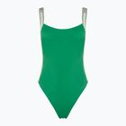 Tommy Jeans costume da bagno intero verde con schiena a scacchiera